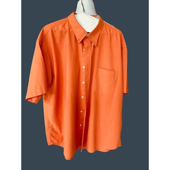 ST. JOHN'S BAY MENS SS COLLARED COTTON  BUTTON DOWN ORANGE SHIRT EUC XL - Picture 4 of 5